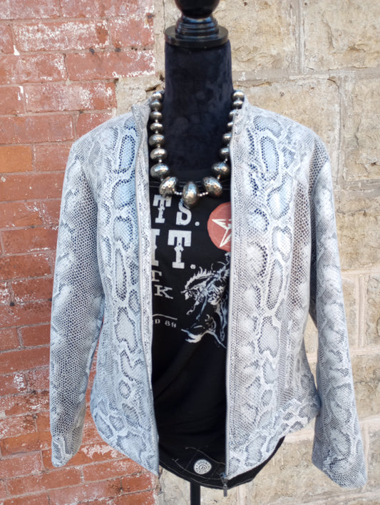 Faux Leather Snake Print Jacket Sz 14