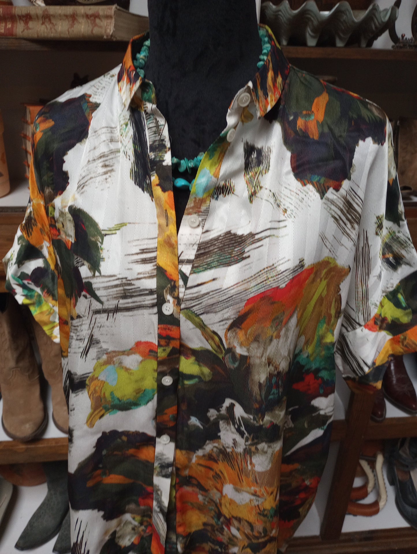 Lafayette 148 Silk Blouse Sz Med