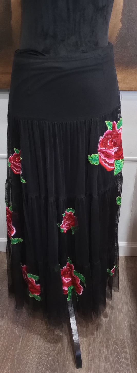 Roja Embroidered Rose Skirt