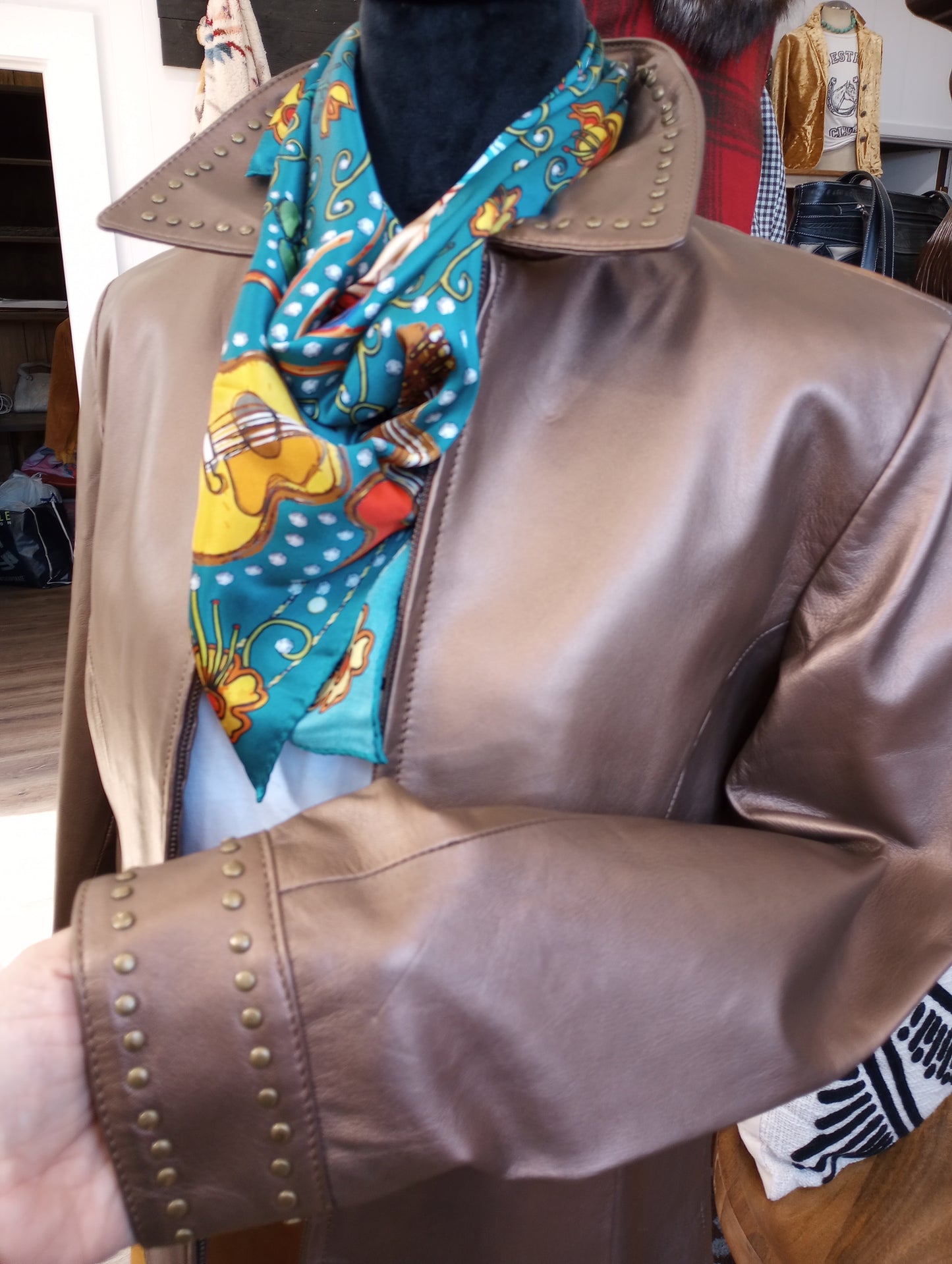 Faux Leather Jacket in Bronze