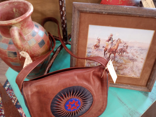 Vintage Leather & Beaded Purse