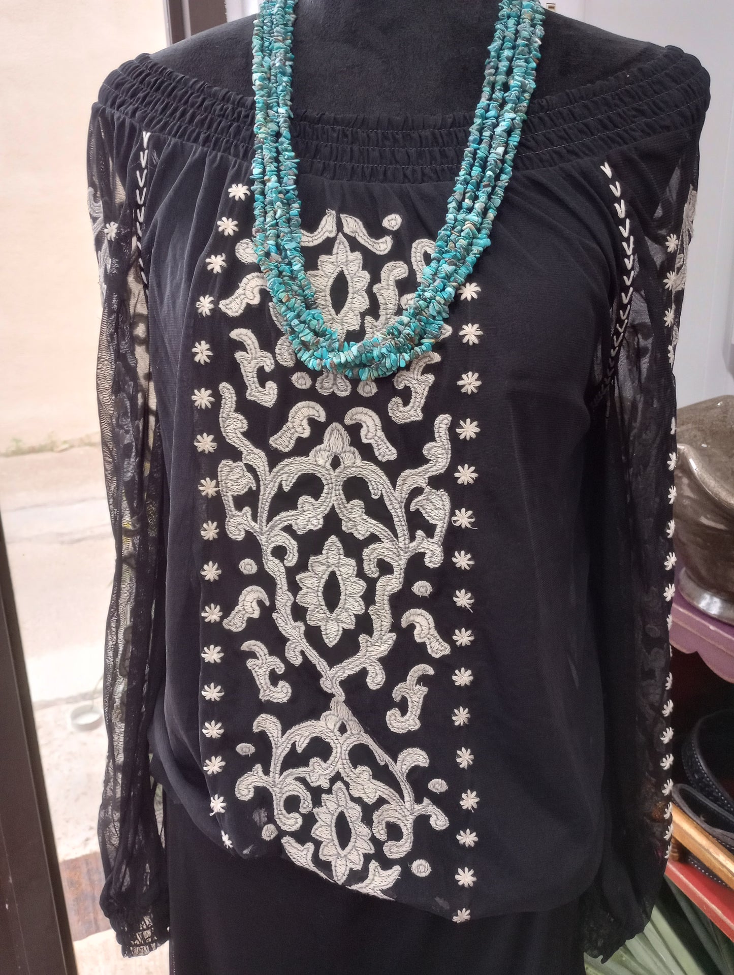 DD Ranchwear Sheer Tulle Blouse-Blk
