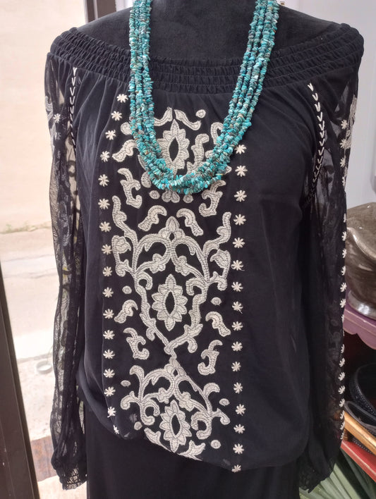 DD Ranchwear Sheer Tulle Blouse-Blk