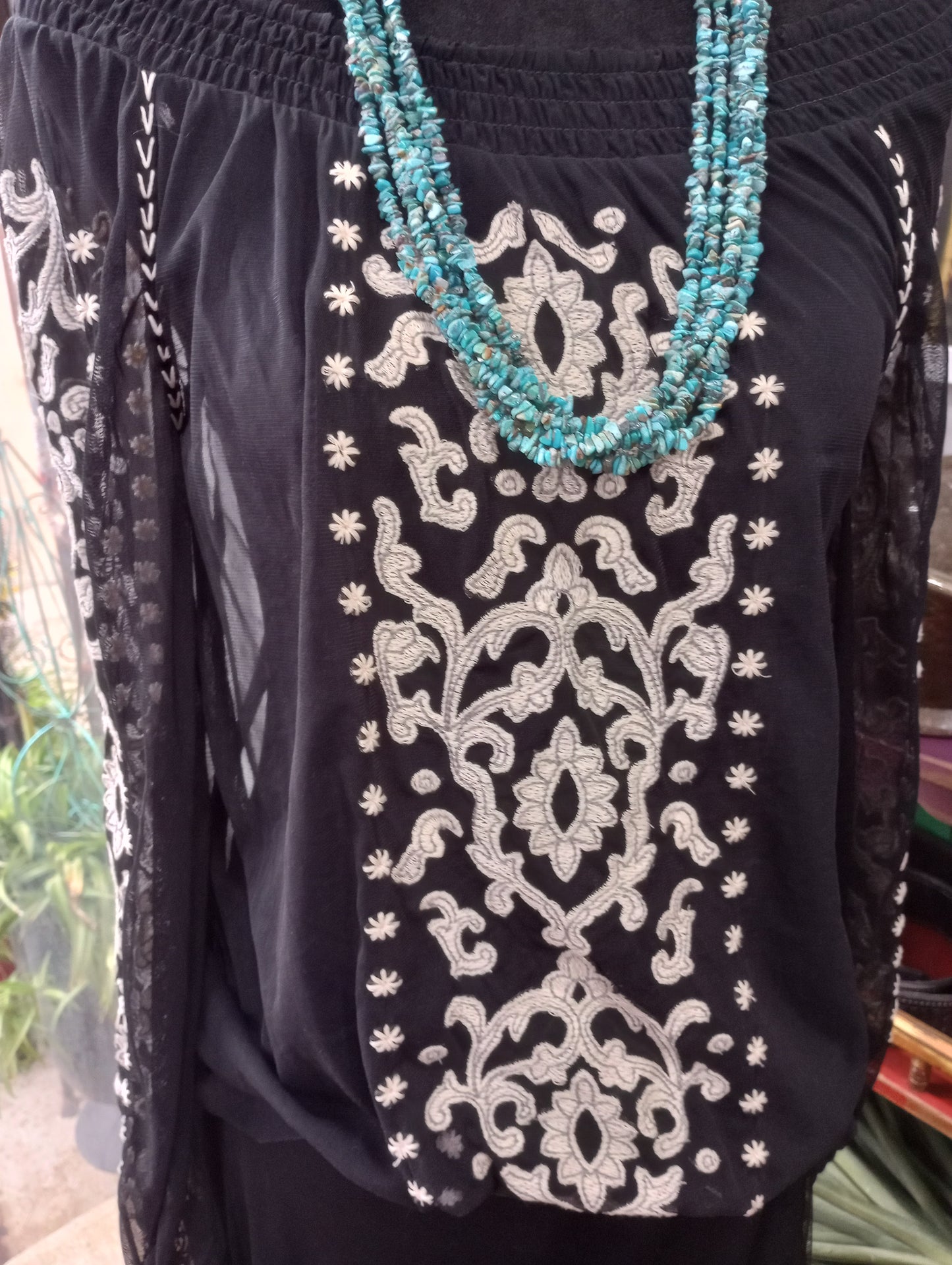 DD Ranchwear Sheer Tulle Blouse-Blk