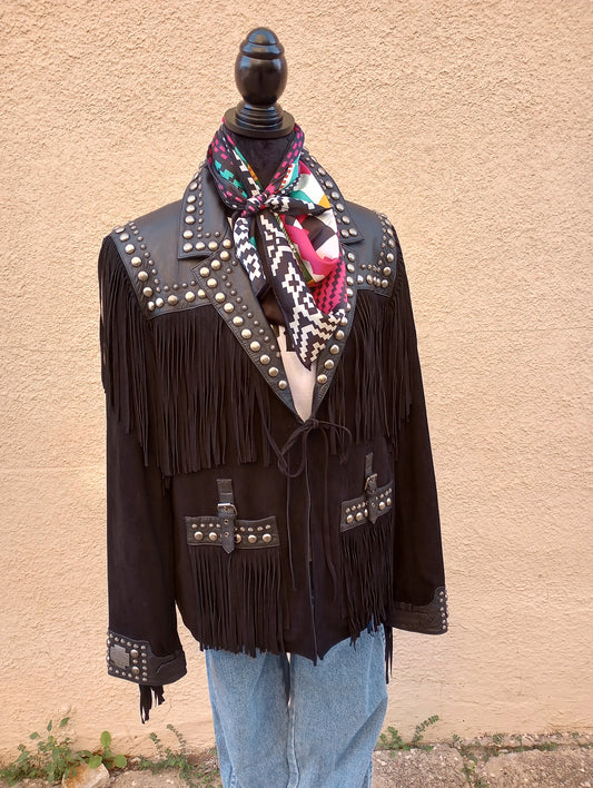 DD Ranchwear Black leather and suede jacket