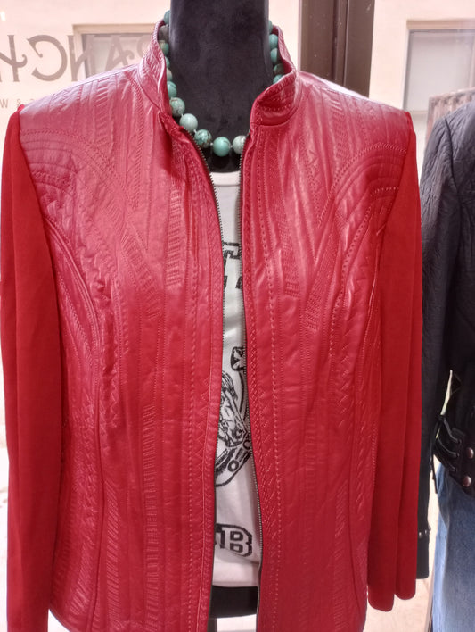 Red Leather Front Jacket