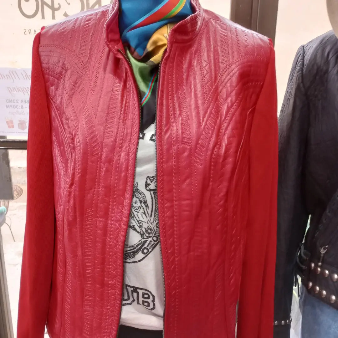 Red Leather Front Jacket