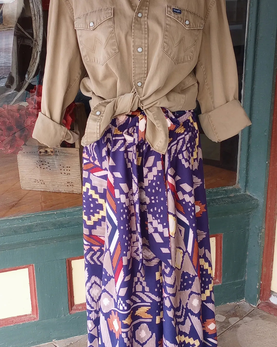 Aztec Print Flowy Skirt Sz large