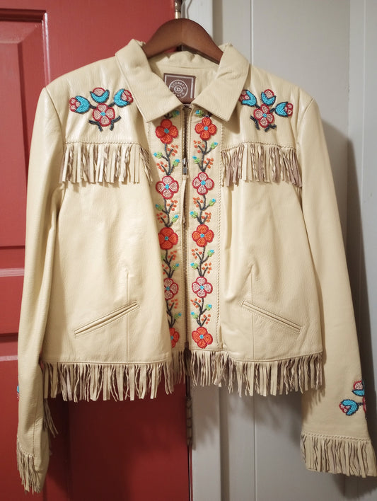 Vintage DD Ranchwear beaded leather jacket