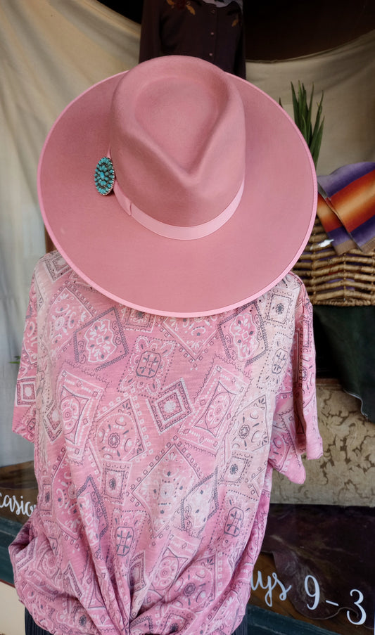Magnolia Pearl pink bandana print tee with distressing