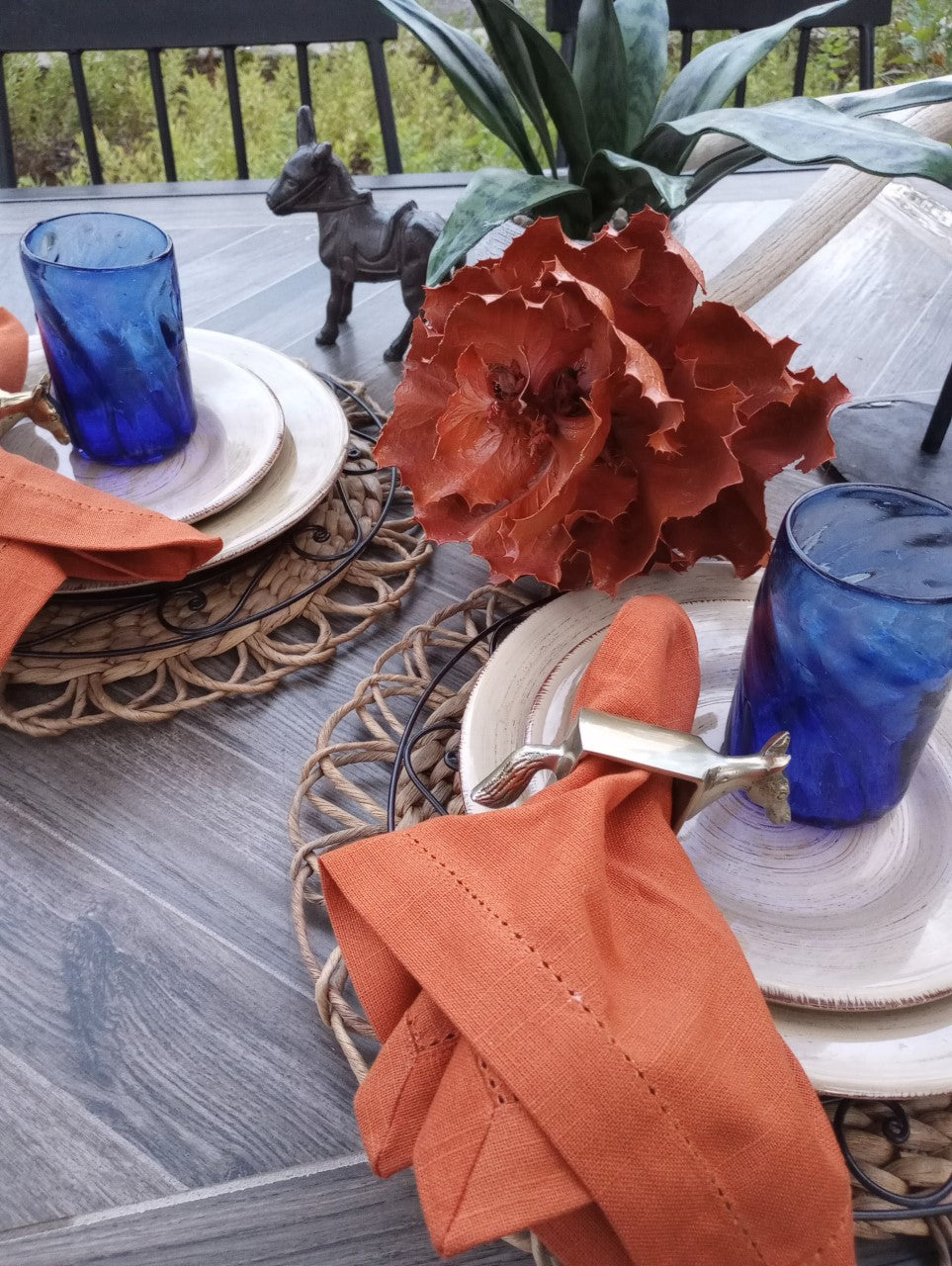 Cobalt Blue Blown Glass Tumblers - Set of 8