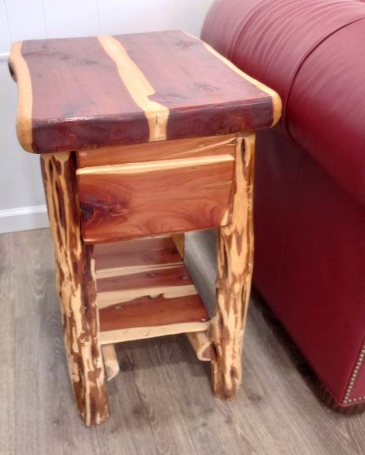Pair of Stained Cedar Side Tables