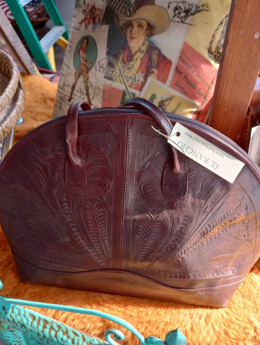 Leather Chocolate Brown Purse with Zipper Closure