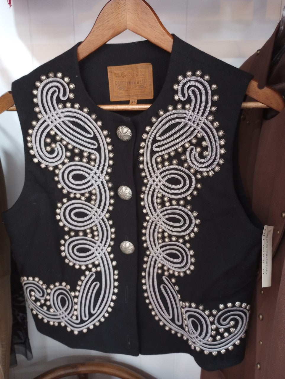 Vintage DD Ranchwear Black Studded Vest Sz XS