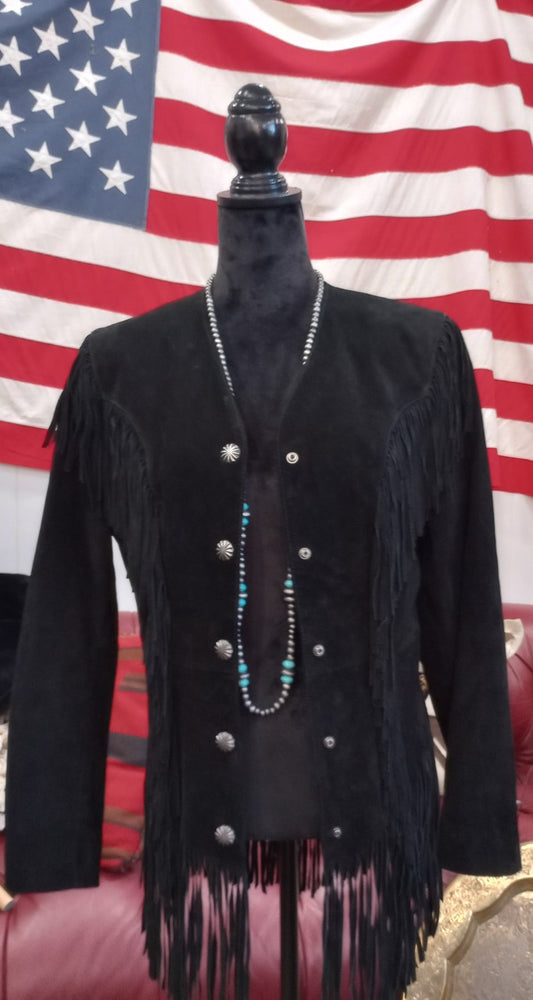 Gorgeous Vintage Cripple Creek Black Suede Leather Jacket