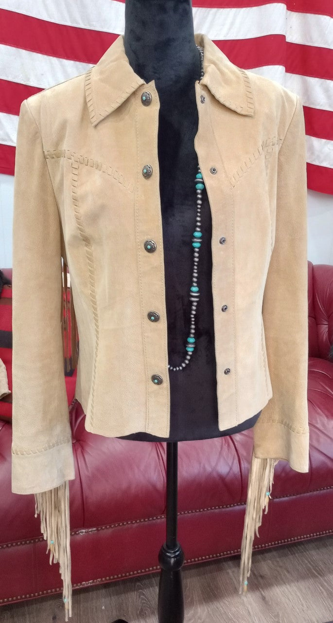 Stunning Vintage Cripple Creek Doeskin Colored Suede Leather Jacket
