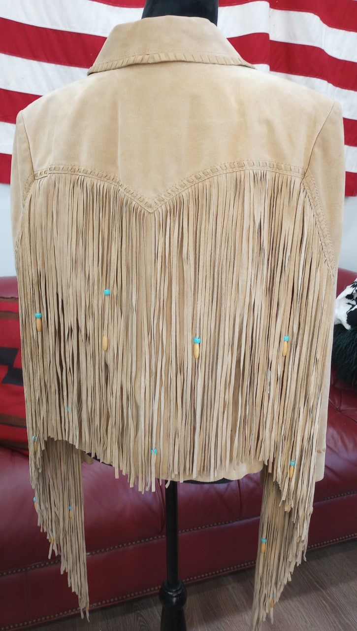 Stunning Vintage Cripple Creek Doeskin Colored Suede Leather Jacket