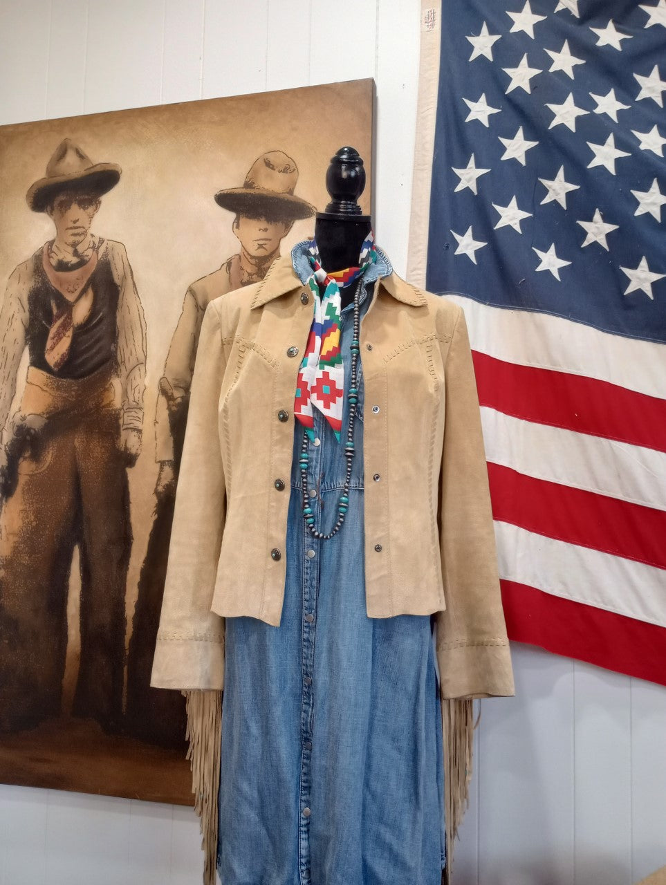 Stunning Vintage Cripple Creek Doeskin Colored Suede Leather Jacket