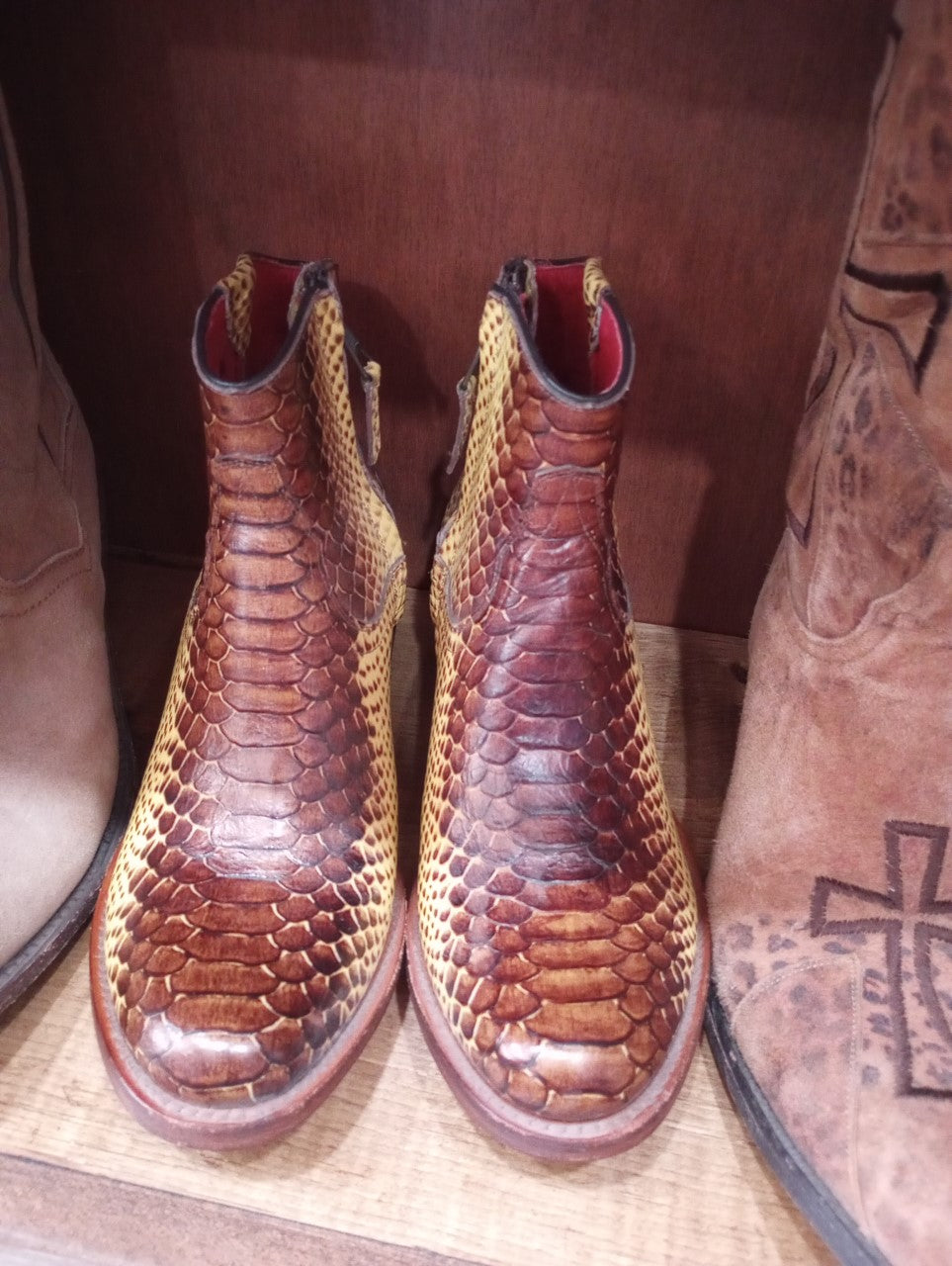 New Macie Bean -Exotic Stamped Python Look Booties Sz 7