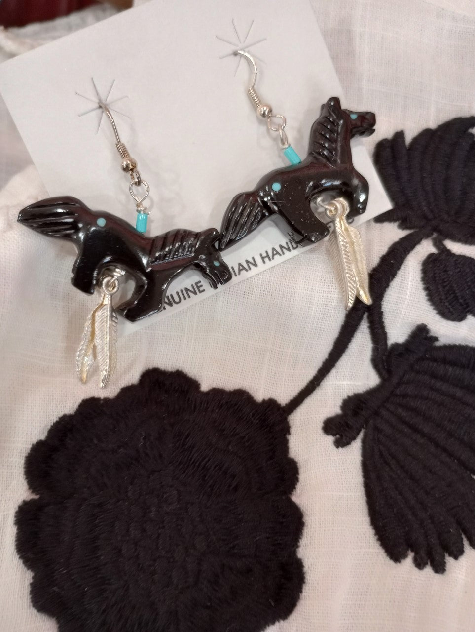 Onyx Carved Pony Earrings