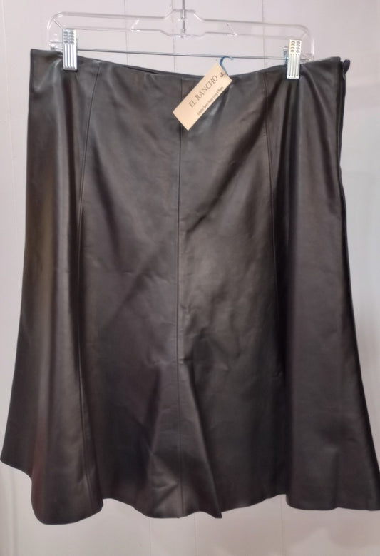 Vintage Antonio Melani Black Leather Skirt - Sz Large